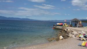 a beach with a pier and the water at Luxury Spa Apartment Luna in Njivice