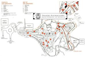 eine Karte des Dorfes der Pazarhuhaarhaarhaarhaarhaarhaarhaarhaarhaarhaar-Moschee in der Unterkunft Residenza D'Epoca Palazzo Buonaccorsi in San Gimignano