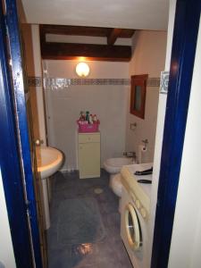 a small bathroom with a sink and a toilet at Villa la Ficuzza in Cittadella del Capo +147 photos