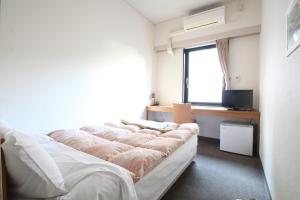 a room with a bed and a television and a window at Sakura Hotel Ikebukuro in Tokyo