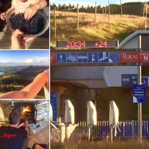 a collage of photos with a man holding grapes at Villa Saarua by the Slopes Ski in, Family & Bike Park, hike trails, National Park, WiFi - Lapland Villas in Ruka