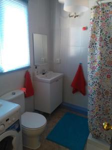 ein Badezimmer mit Toilette, Waschbecken und Waschmaschine in der Unterkunft La Casita de Silvia in Alhaurín de la Torre + 12 Fotos