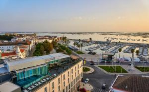 an aerial view of a city with a marina at Occidental Faro in Faro