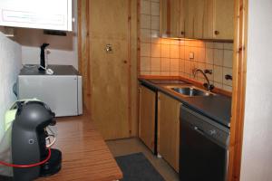 ビエラにあるApartamentos Sapporo IIIの小さなキッチン(シンク、冷蔵庫付)