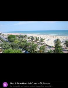 a view of a beach with palm trees and the ocean at B&B del Corso - Affittacamere GIULIANOVA in Giulianova