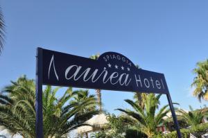 a street sign for a anaheim hotel at Aurea Hotel in Tortoreto Lido