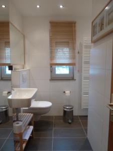 a bathroom with a sink and a toilet at Landhaus Stümpelstal in Marburg an der Lahn