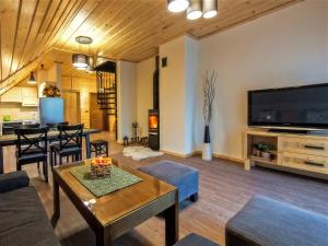 salon z dużym telewizorem z płaskim ekranem w obiekcie Apartamenty 58 Czarny Groń w mieście Rzyki