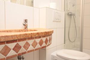 a bathroom with a sink and a toilet at Adler Post in Lenzkirch