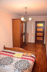 ヘルソンにあるTiraspolskaya Street Apartmentsのベッドルーム1室(ベッド1台、ドレッサー付)