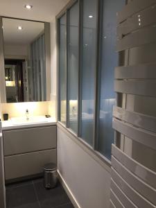 圣马洛Studio Québec Vue Mer的带水槽和镜子的浴室