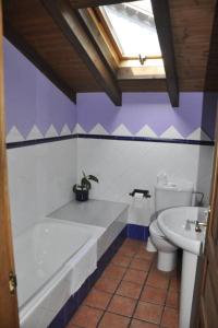 a bathroom with a toilet and a sink at Pensión Solís in Cangas de Onís