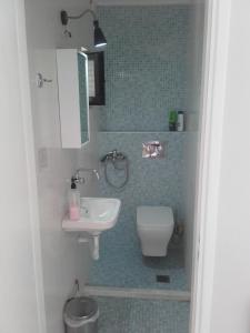 プレベザにあるTeris Appartmentの小さなバスルーム(洗面台、トイレ付)