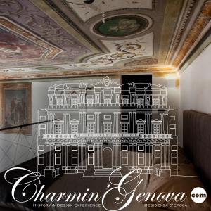 a drawing of the chamomile theatre on a wall at Charming Genova | Residenza d'epoca in Genoa