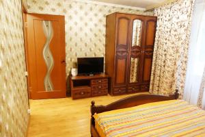 モスクワにあるApartment on Kashirskoe Shosseのベッドルーム1室(ベッド1台、テレビ付)