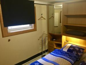 sypialnia z telewizorem, łóżkiem i lustrem w obiekcie Apartment Palmié w mieście Roth