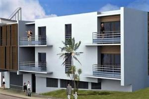 a rendering of a white building with people on balconies at Le Neptune in Contis-les-Bains