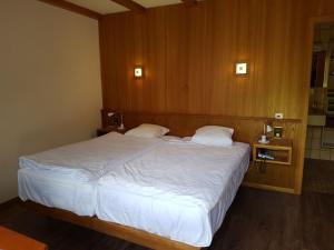 Tempat tidur dalam kamar di Motel des Sports Martigny