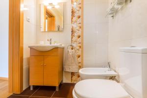 a bathroom with a white toilet and a sink at Camões Executive Flat in Porto