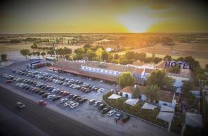 an aerial view of a parking lot with a hotel at Hotel Casa Lorenzo in Villarrobledo