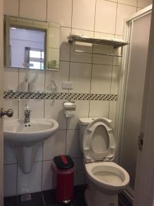 a bathroom with a toilet and a sink at Play Kimnen B&B in Jincheng