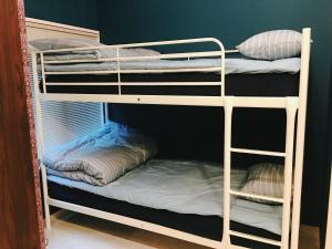- deux lits superposés dans une chambre dans l'établissement Guest House Fukuoka W001, à Kasugabaru