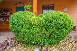 a heart shaped bush in front of a building at My Place Suites in Wickenburg