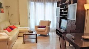 sala de estar con sofá y TV en Apartamento Arica, en Granada