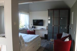 TV a/nebo společenská místnost v ubytování Ferienhaus Kleine Hexe
