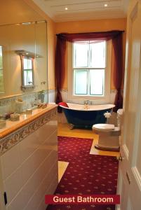 a bathroom with a tub and a toilet and a sink at The Grange in Auckland