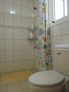 a bathroom with a toilet and a shower at 任我行民宿 in Jincheng