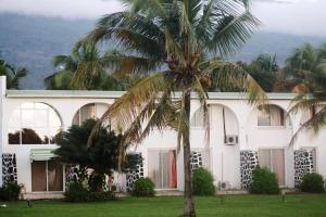 a palm tree in front of a white building at Retaj Moroni in Moroni