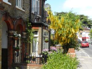 un edificio con plantas al lado de una calle en The Rutlands B&B en Windsor