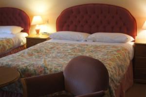 una habitación de hotel con una cama grande y una silla en Mullacott Farm, en Ilfracombe