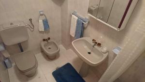 un piccolo bagno con servizi igienici e lavandino di LUCINDA`S HOUSE a Braga