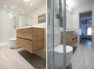 シッチェスにあるEva's Apartmentのバスルーム(トイレ、洗面台付)の写真2枚