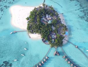 an aerial view of an island in the ocean at Thulhagiri Island Resort & Spa in North Male Atoll