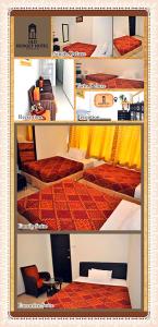 eine Collage mit vier Bildern eines Schlafzimmers in der Unterkunft Old Budget Hotel in George Town