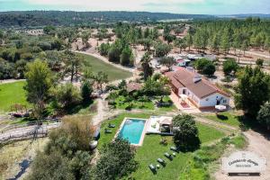 an aerial view of a house with a swimming pool at Quinta da Saudade in Ponte de Sor