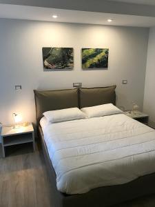a bedroom with a large bed with two night stands at Casa Soave B&B in Alba