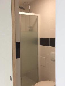 a bathroom with a shower with a toilet in it at Appartement T1 Hyper Centre place de la Victoire in Bordeaux