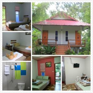 a collage of four pictures of a house at Huensala Homestay in Ban Wang Khon