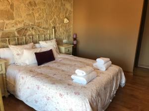 1 dormitorio con 1 cama con toallas en Casa rural Miranda, en Salamanca