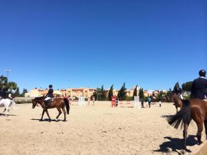 a group of people riding horses on the beach at Atico Oliva Nova - MET in Oliva