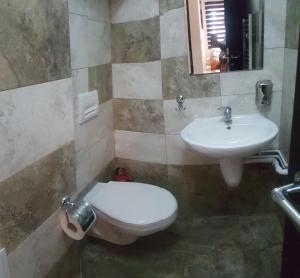 シビウにあるApartament Romanitaのバスルーム(トイレ、洗面台付)