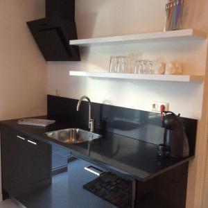 a kitchen with a sink and a counter at Beach Suites Lemmer in Lemmer