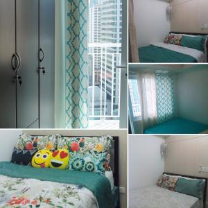 a collage of four pictures of a bedroom at Jazz Hunter Residence in Manila