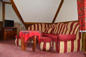 a living room with a couch and a table at Willa Janosik in Witów