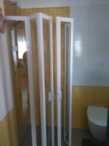 a bathroom with a shower and a toilet at Ristoro 25 Aprile in Tolmezzo