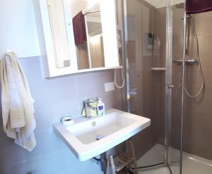 een badkamer met een wastafel en een douche bij Oro Rosso Rooms Locazione Turistica in Arezzo